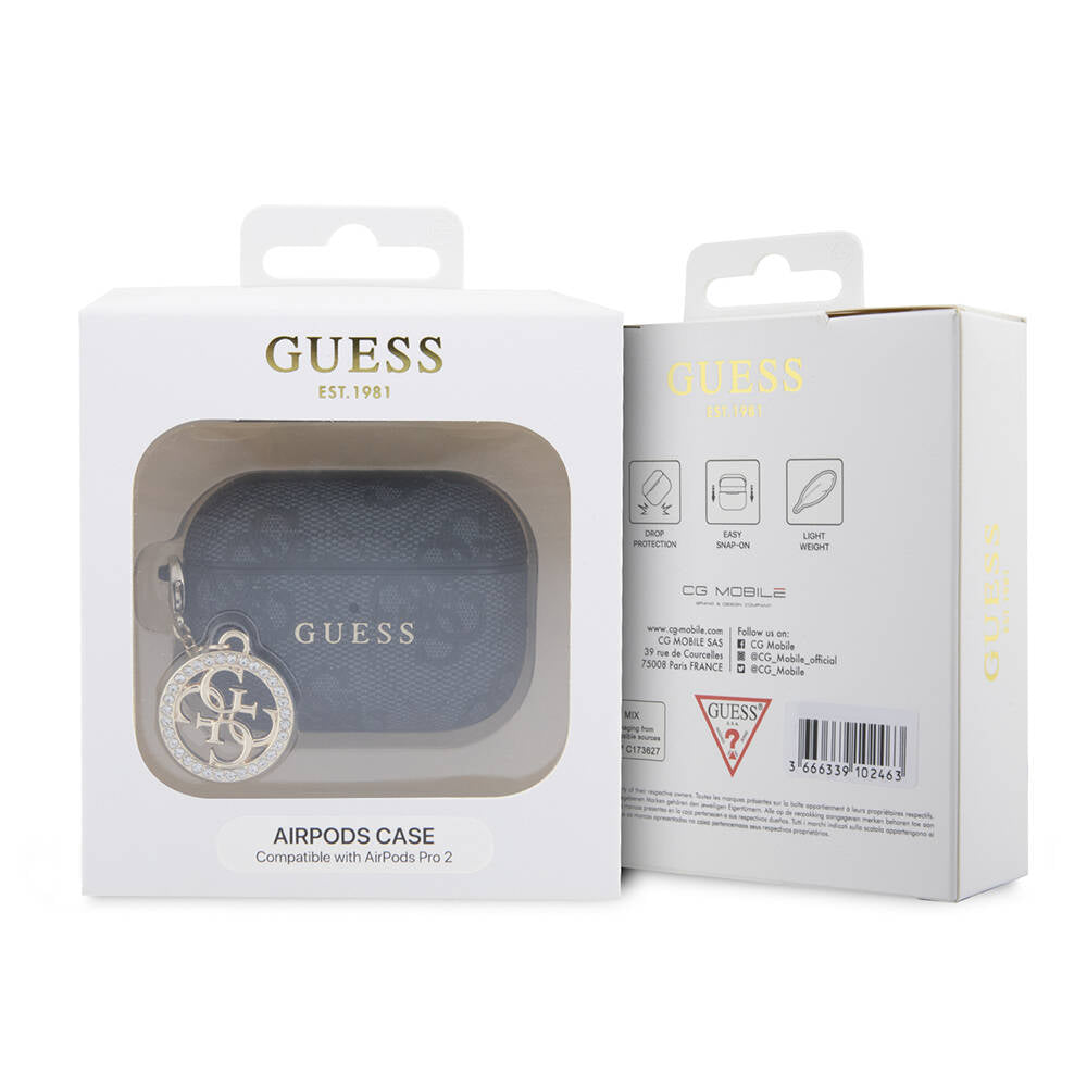 Guess Airpods Pro 2 Orjinal Lisanslı 4G Desenli Taşlı 4G Süs Zincirli Kılıf Guess Airpods Pro 2 Orjinal Lisanslı 4G Desenli Taşlı 4G Süs Zincirli Kılıf